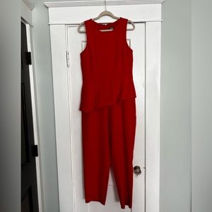 Vince Camuto Red Peplum Jumpsuit Size 12